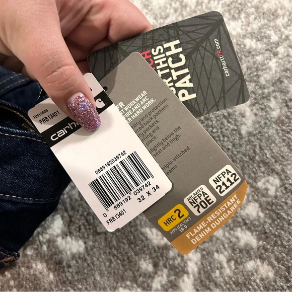 Carhartt Men's Flame Resistant Denim Dungaree New 32x34 - Picture 5 of 7